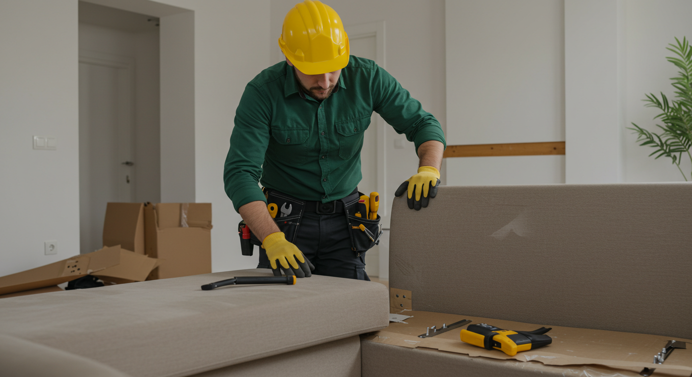 Homem Montando um Sofá